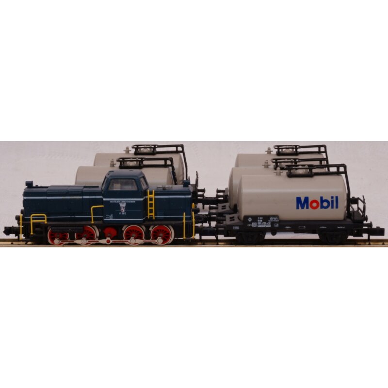 Arnold 0151 Güterzuggarnitur „Industriebahn“ mit MAK 600 D & 5 Mobiloil-Kesselwagen